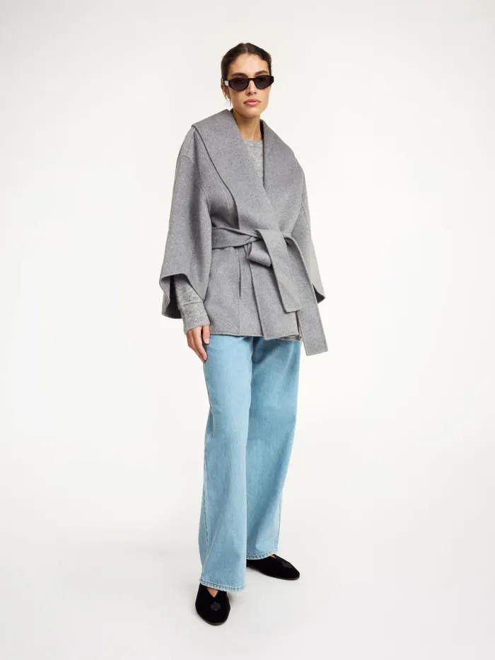 Coats and Jackets Women By Malene Birger Margith Wool Jacket Grey Melange
