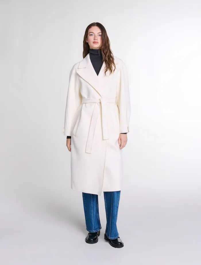Coats Women Maje DoubleFaced MidLength Coat Ecru
