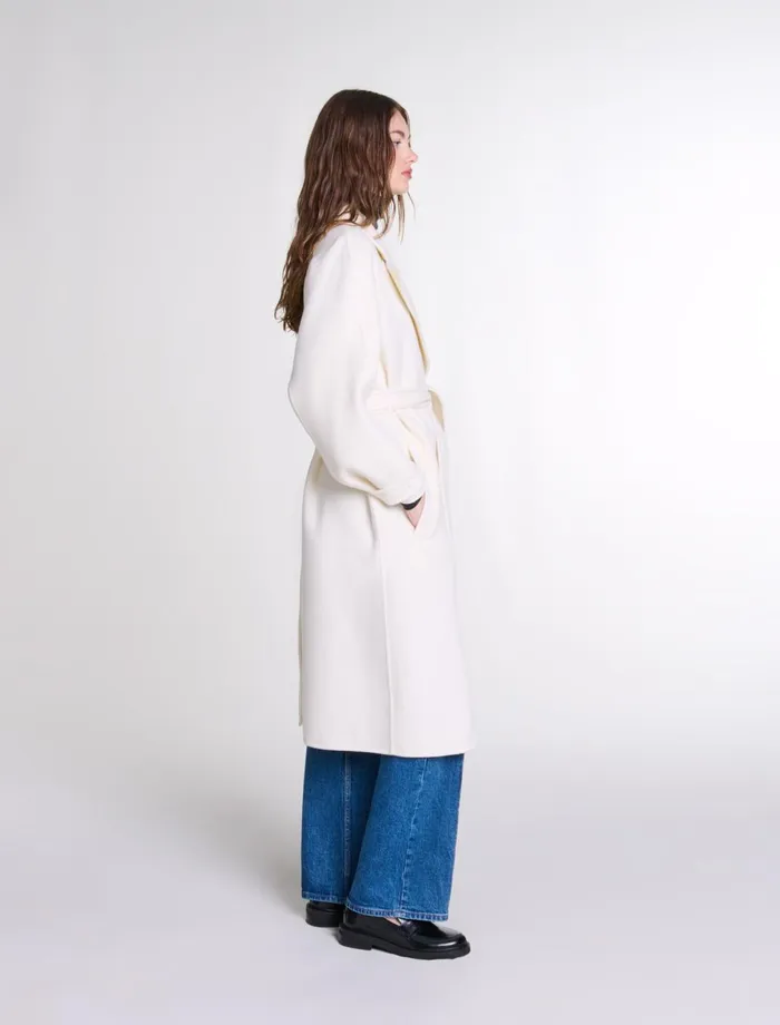 Coats Women Maje DoubleFaced MidLength Coat Ecru