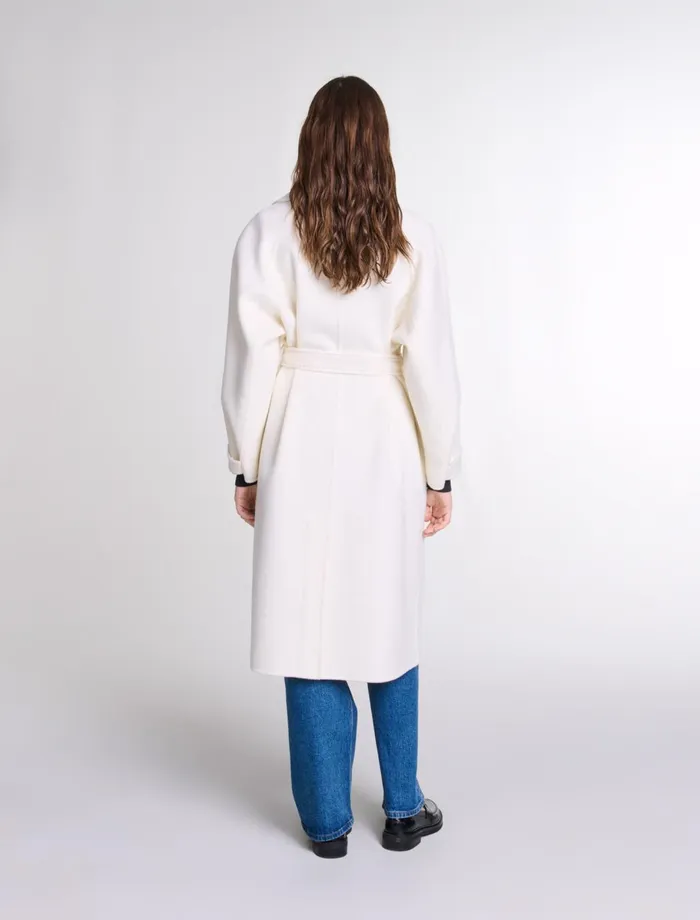 Coats Women Maje DoubleFaced MidLength Coat Ecru
