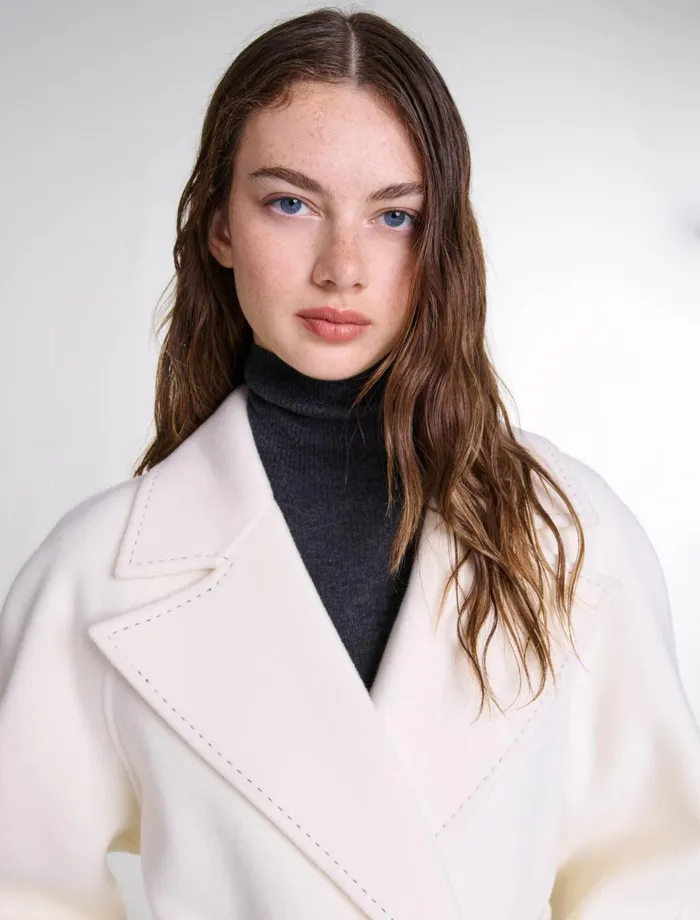 Coats Women Maje DoubleFaced MidLength Coat Ecru