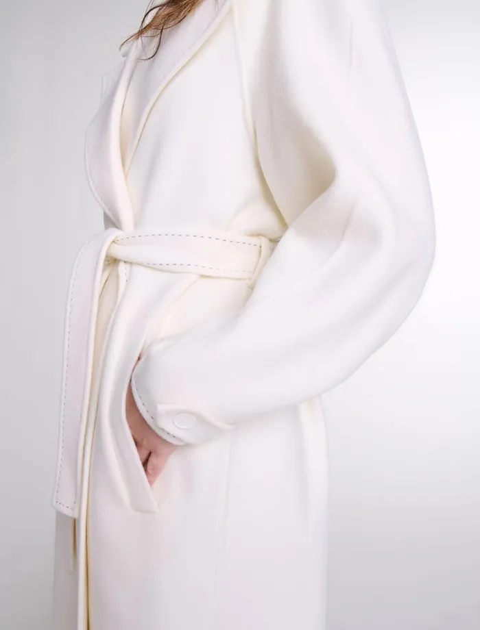 Coats Women Maje DoubleFaced MidLength Coat Ecru