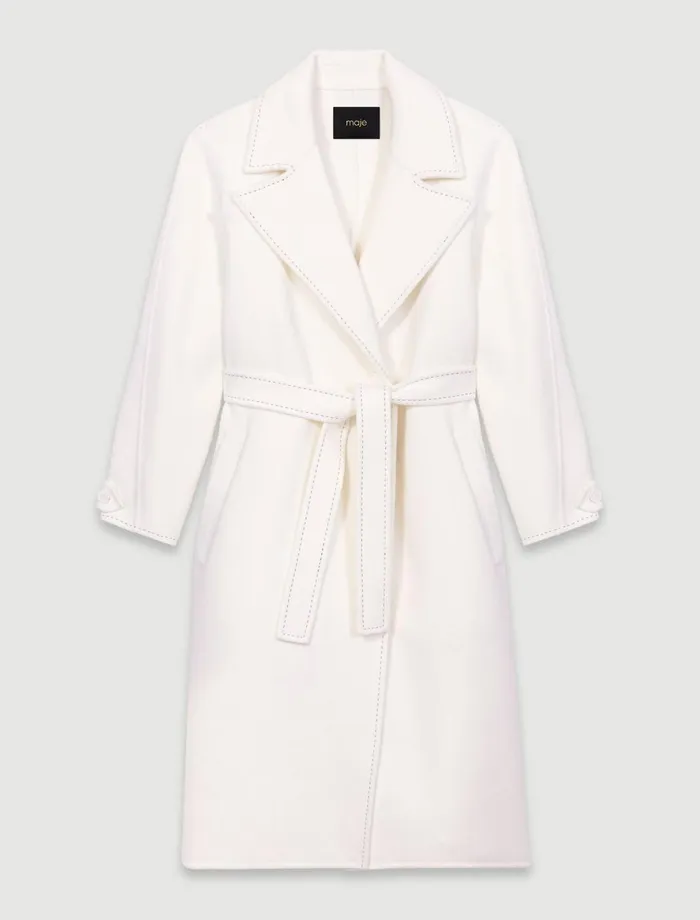 Coats Women Maje DoubleFaced MidLength Coat Ecru
