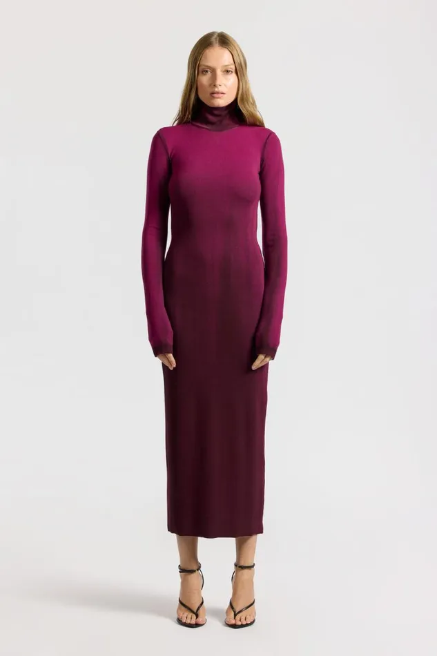 COTTON CITIZEN DRESSES Verona Turtleneck Maxi Dress Magenta Cast 8211 Women
