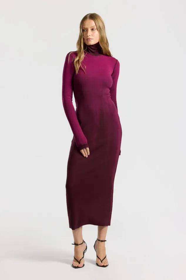 COTTON CITIZEN DRESSES Verona Turtleneck Maxi Dress Magenta Cast 8211 Women