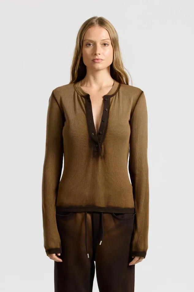 COTTON CITIZEN SHIRTS Verona Henley Espresso Cast 8211 Women