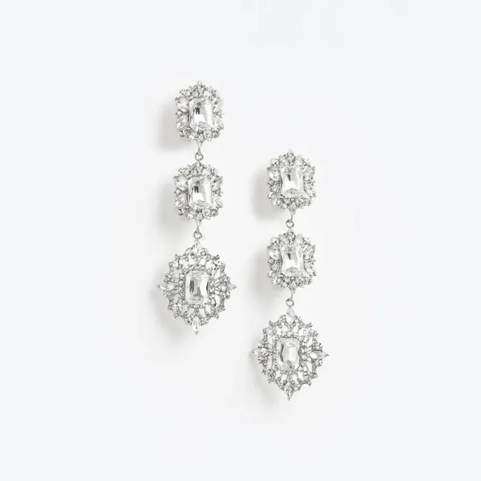 Crystal Tiered Earrings Women Self Portrait Jewellery