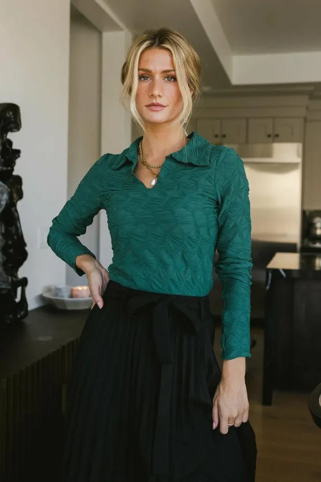 Darra Textured Top In Green Green Women Bohme Tees and Tanks