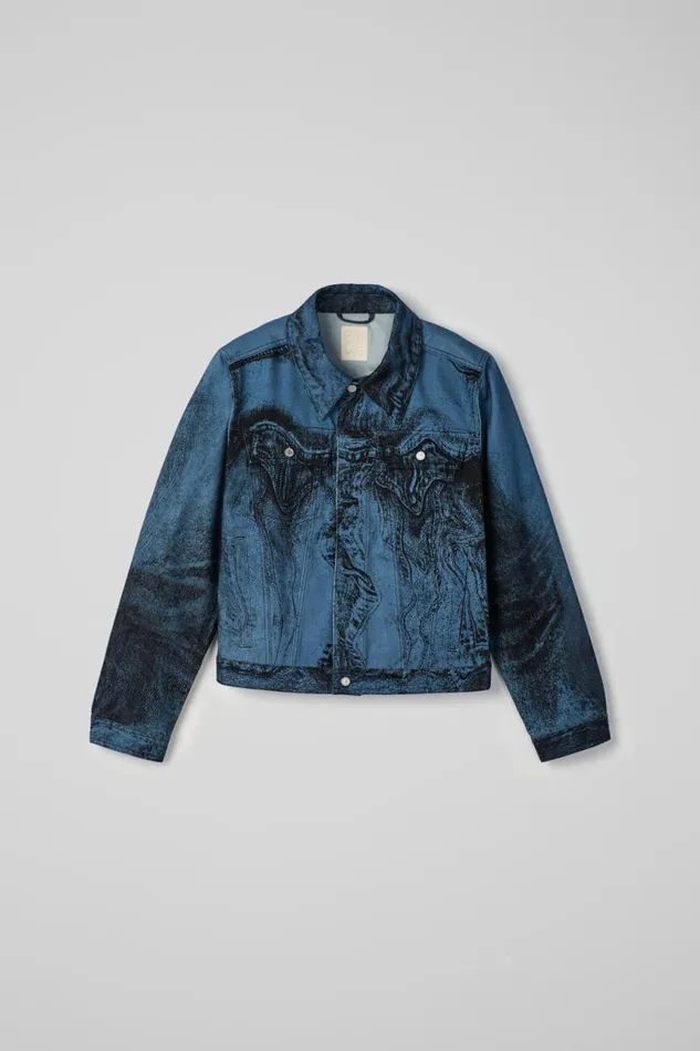 Denim Men Camper Denim Jacket Dark BlueBlack Distorted Print Denim Jacket Denim Men Camper Denim Jacket Dark BlueBlack Distorted Print Denim Jacket