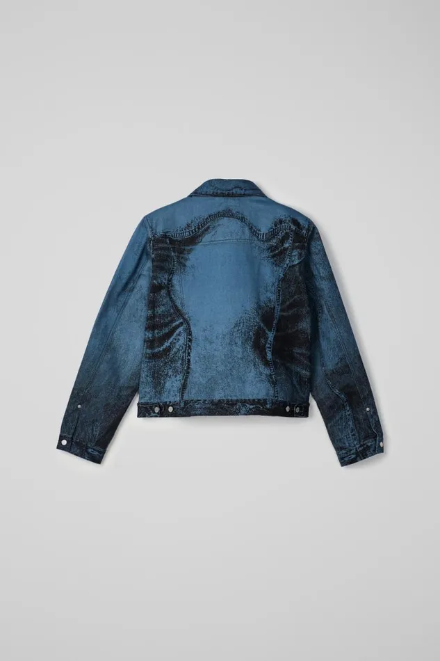 Denim Men Camper Denim Jacket Dark BlueBlack Distorted Print Denim Jacket Denim Men Camper Denim Jacket Dark BlueBlack Distorted Print Denim Jacket