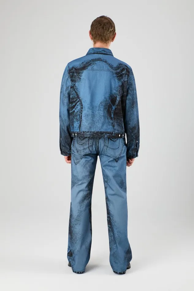 Denim Men Camper Denim Jacket Dark BlueBlack Distorted Print Denim Jacket Denim Men Camper Denim Jacket Dark BlueBlack Distorted Print Denim Jacket