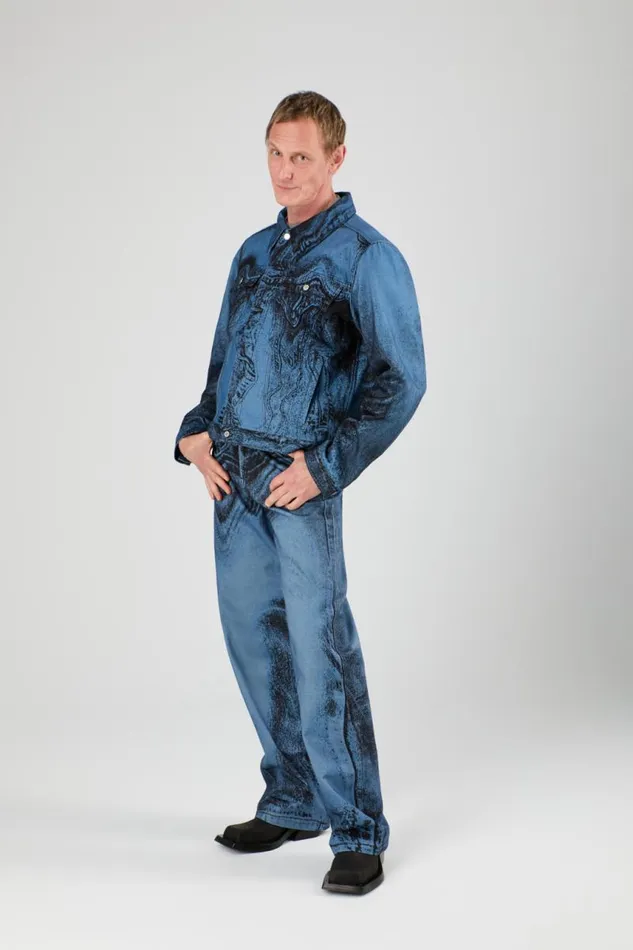 Denim Men Camper Denim Jacket Dark BlueBlack Distorted Print Denim Jacket Denim Men Camper Denim Jacket Dark BlueBlack Distorted Print Denim Jacket