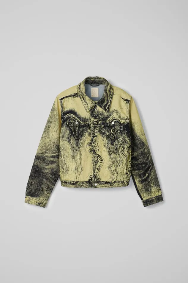 Denim Men Camper Denim Jacket YellowBlack Distorted Print Denim Jacket Denim Men Camper Denim Jacket YellowBlack Distorted Print Denim Jacket