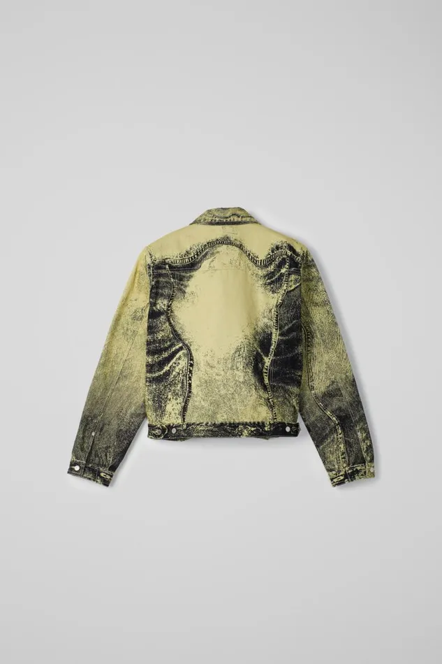 Denim Men Camper Denim Jacket YellowBlack Distorted Print Denim Jacket Denim Men Camper Denim Jacket YellowBlack Distorted Print Denim Jacket