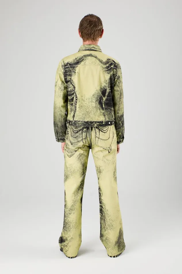 Denim Men Camper Denim Jacket YellowBlack Distorted Print Denim Jacket Denim Men Camper Denim Jacket YellowBlack Distorted Print Denim Jacket