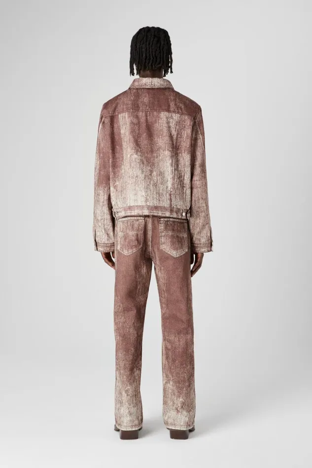 Denim Men Camper Denim Terracotta Paint Print Denim Jacket Denim Men Camper Denim Terracotta Paint Print Denim Jacket