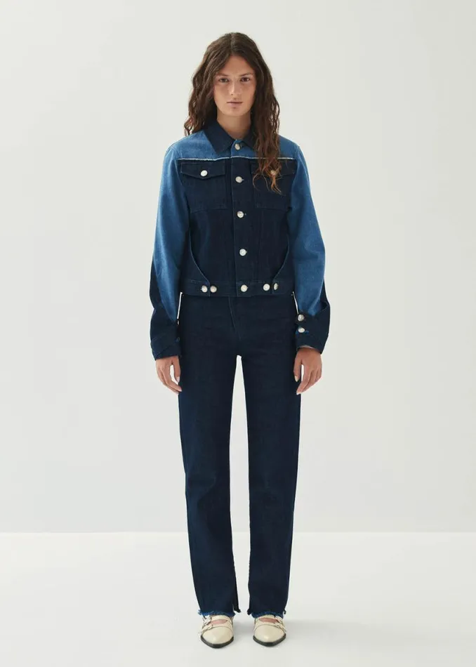 Denim Women ALOHAS Sand Bicolor Indigo Denim Jacket