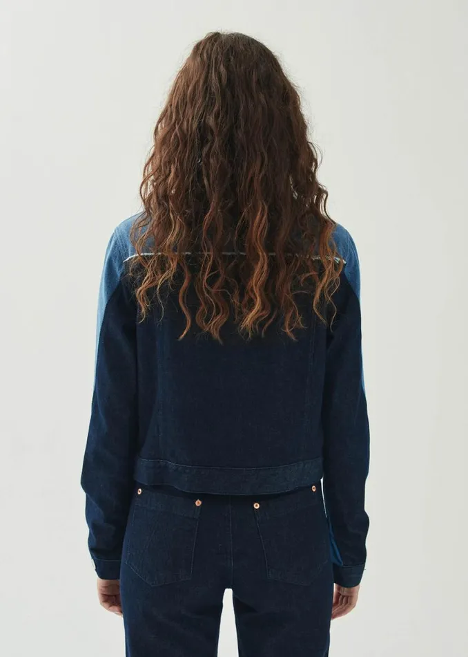 Denim Women ALOHAS Sand Bicolor Indigo Denim Jacket