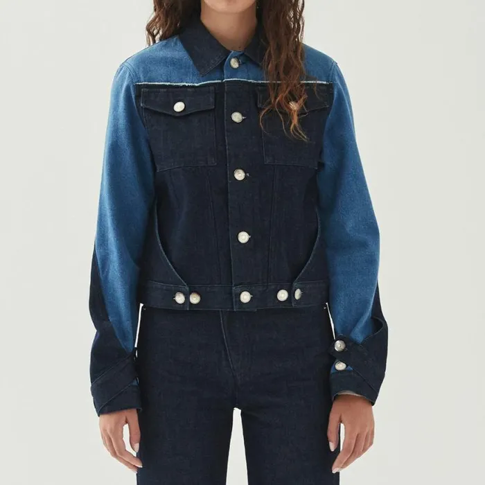 Denim Women ALOHAS Sand Bicolor Indigo Denim Jacket