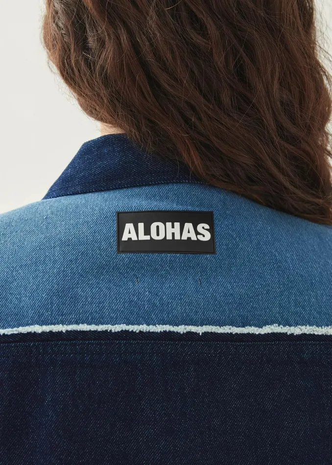 Denim Women ALOHAS Sand Bicolor Indigo Denim Jacket