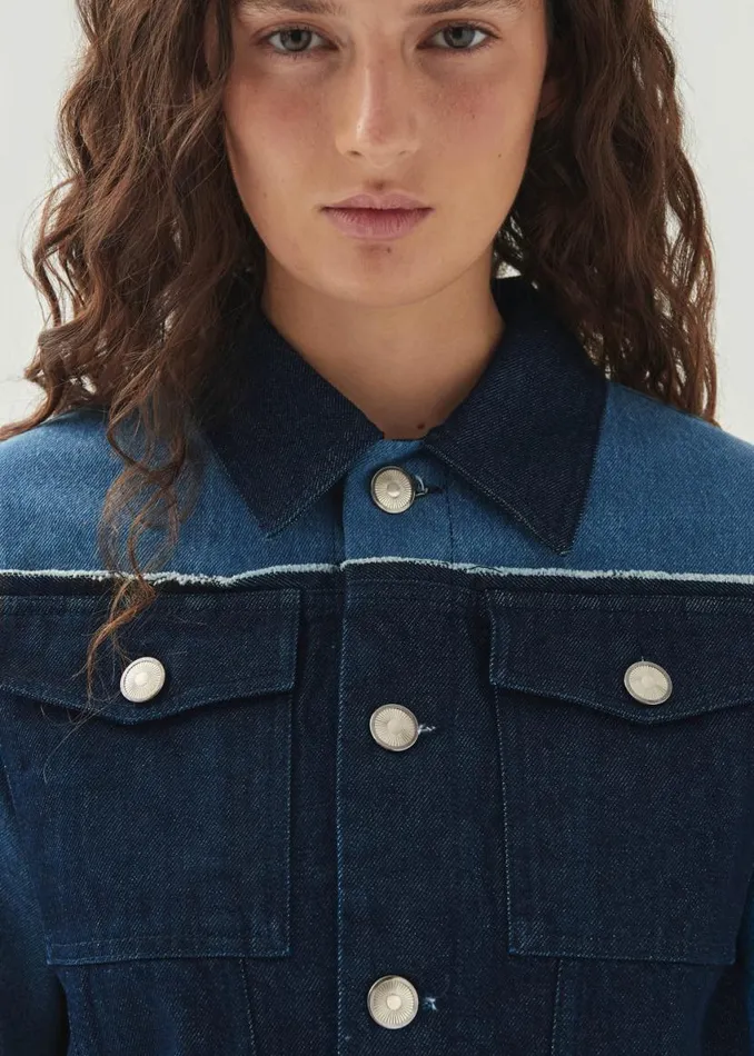 Denim Women ALOHAS Sand Bicolor Indigo Denim Jacket