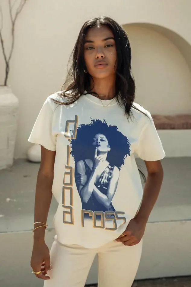 Diana Ross Graphic Tee 8211 FINAL SALE Cream Women Bohme Tees and Tanks