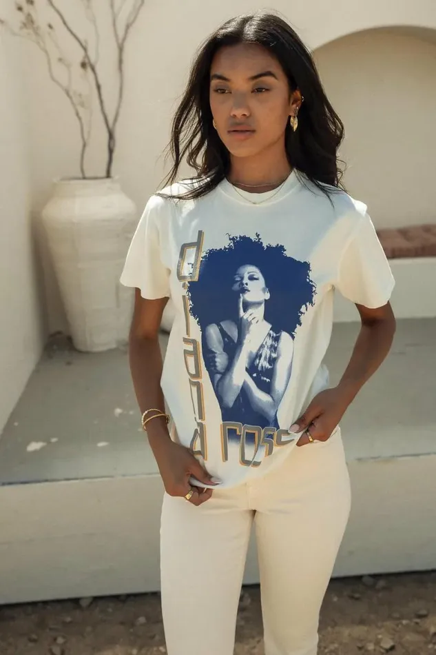 Diana Ross Graphic Tee 8211 FINAL SALE Cream Women Bohme Tees and Tanks