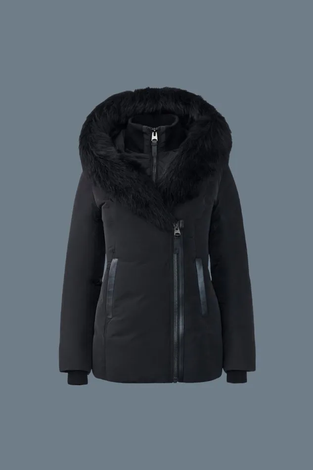 Downs and Jackets Women Mackage ADALI Down Coat With Sheepskin Signature Mackage Collar Black Downs and Jackets Women Mackage ADALI Down Coat With Sheepskin Signature Mackage Collar Black