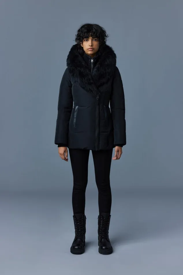 Downs and Jackets Women Mackage ADALI Down Coat With Sheepskin Signature Mackage Collar Black Downs and Jackets Women Mackage ADALI Down Coat With Sheepskin Signature Mackage Collar Black