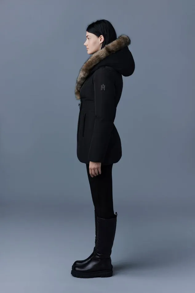 Downs and Jackets Women Mackage ADALI Down Coat With Sheepskin Signature Mackage Collar Black Downs and Jackets Women Mackage ADALI Down Coat With Sheepskin Signature Mackage Collar Black