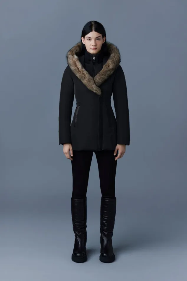 Downs and Jackets Women Mackage ADALI Down Coat With Sheepskin Signature Mackage Collar Black Downs and Jackets Women Mackage ADALI Down Coat With Sheepskin Signature Mackage Collar Black
