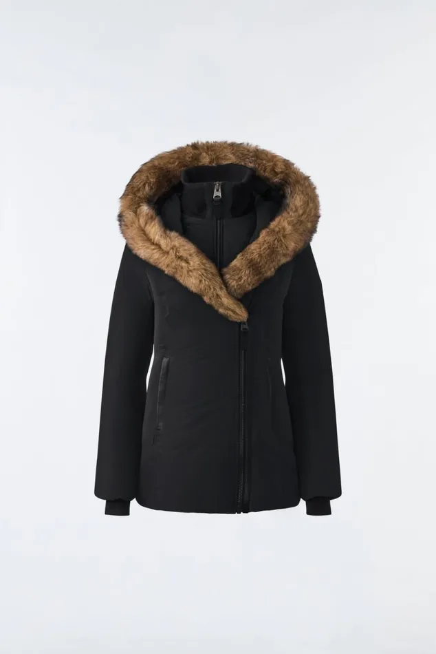 Downs and Jackets Women Mackage ADALI Down Coat With Sheepskin Signature Mackage Collar Black Downs and Jackets Women Mackage ADALI Down Coat With Sheepskin Signature Mackage Collar Black