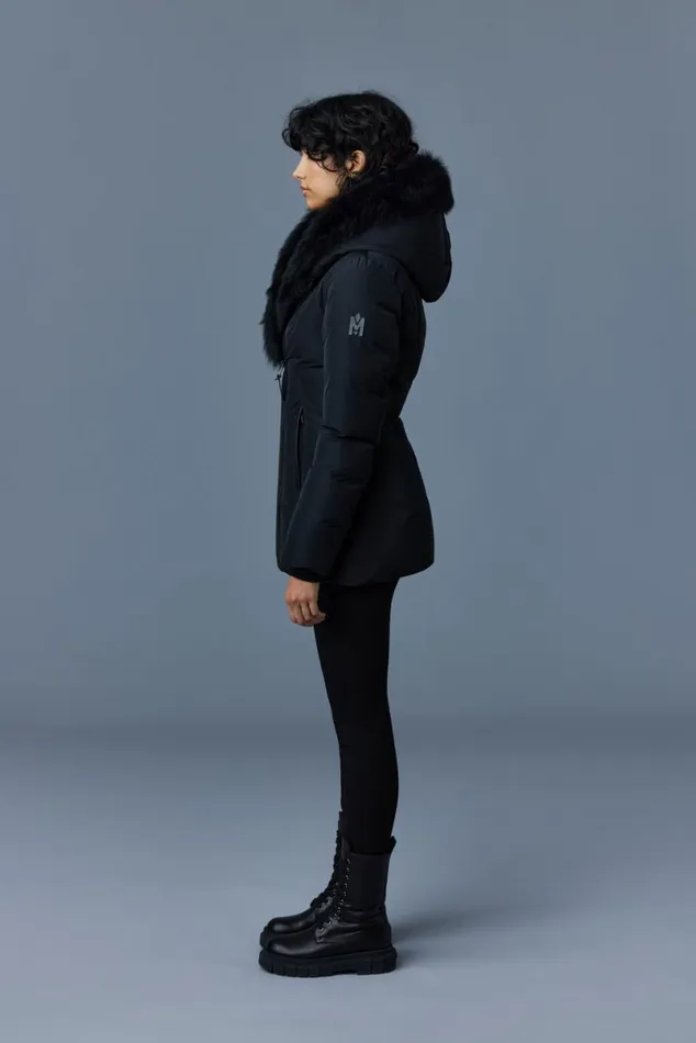 Downs and Jackets Women Mackage ADALI Down Coat With Sheepskin Signature Mackage Collar Black Downs and Jackets Women Mackage ADALI Down Coat With Sheepskin Signature Mackage Collar Black