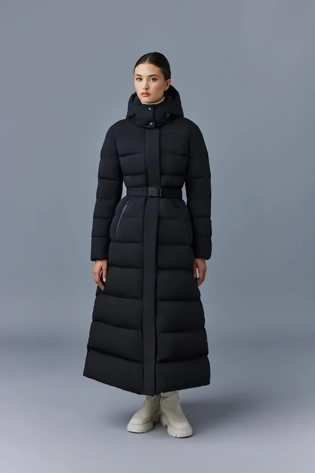 Downs and Jackets Women Mackage CALINACITY Stretch Down Maxi Coat Black