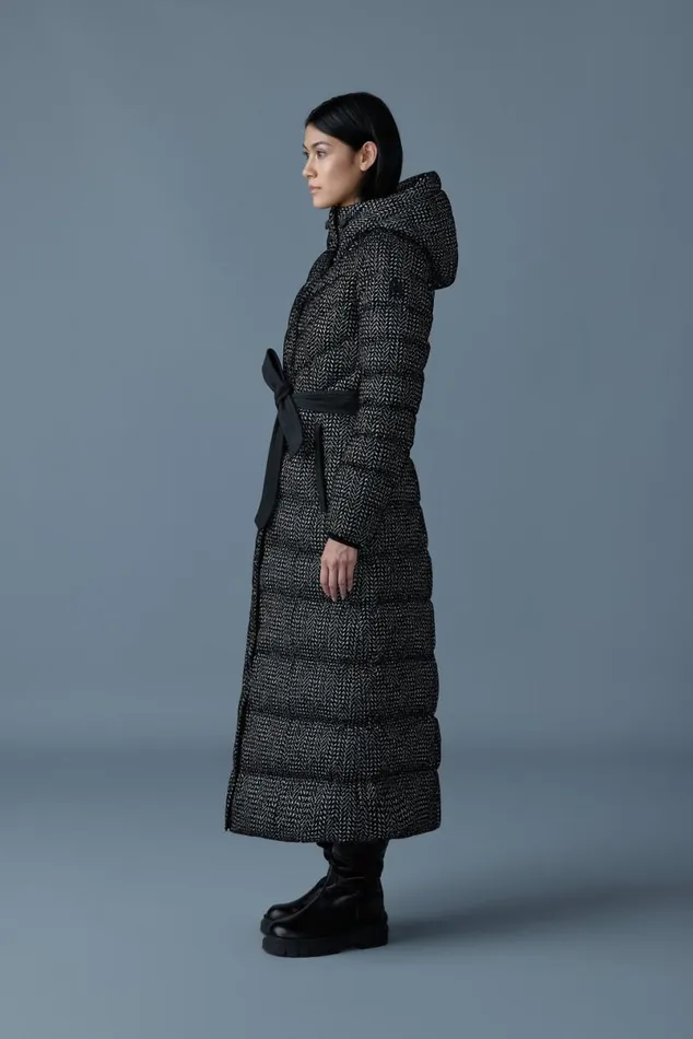 Downs and Jackets Women Mackage CALINAFLP Flocked Down Maxi Coat Blackwhite Downs and Jackets Women Mackage CALINAFLP Flocked Down Maxi Coat Blackwhite