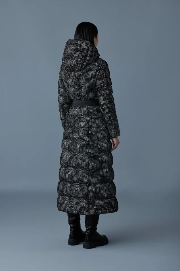 Downs and Jackets Women Mackage CALINAFLP Flocked Down Maxi Coat Blackwhite Downs and Jackets Women Mackage CALINAFLP Flocked Down Maxi Coat Blackwhite