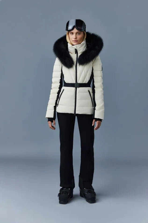 Downs and Jackets Women Mackage ELITA Down Ski Jacket With Removable Blue Fox Fur Trim Milkshake Downs and Jackets Women Mackage ELITA Down Ski Jacket With Removable Blue Fox Fur Trim Milkshake