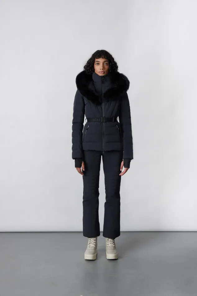Downs and Jackets Women Mackage ELITA Down Ski Jacket With Removable Blue Fox Fur Trim Milkshake Downs and Jackets Women Mackage ELITA Down Ski Jacket With Removable Blue Fox Fur Trim Milkshake