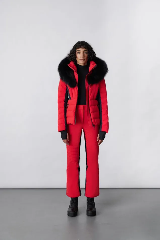 Downs and Jackets Women Mackage ELITA Down Ski Jacket With Removable Blue Fox Fur Trim Milkshake Downs and Jackets Women Mackage ELITA Down Ski Jacket With Removable Blue Fox Fur Trim Milkshake