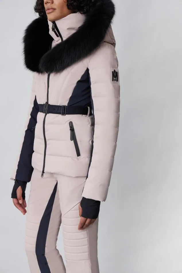 Downs and Jackets Women Mackage ELITA Down Ski Jacket With Removable Blue Fox Fur Trim Milkshake Downs and Jackets Women Mackage ELITA Down Ski Jacket With Removable Blue Fox Fur Trim Milkshake