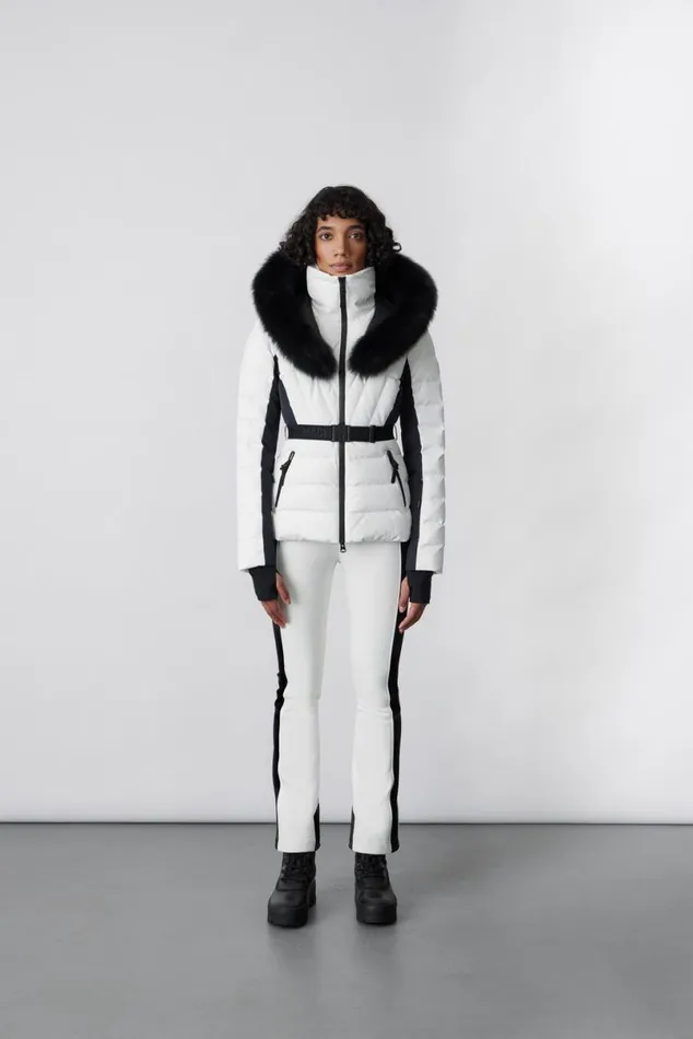 Downs and Jackets Women Mackage ELITA Down Ski Jacket With Removable Blue Fox Fur Trim Milkshake Downs and Jackets Women Mackage ELITA Down Ski Jacket With Removable Blue Fox Fur Trim Milkshake