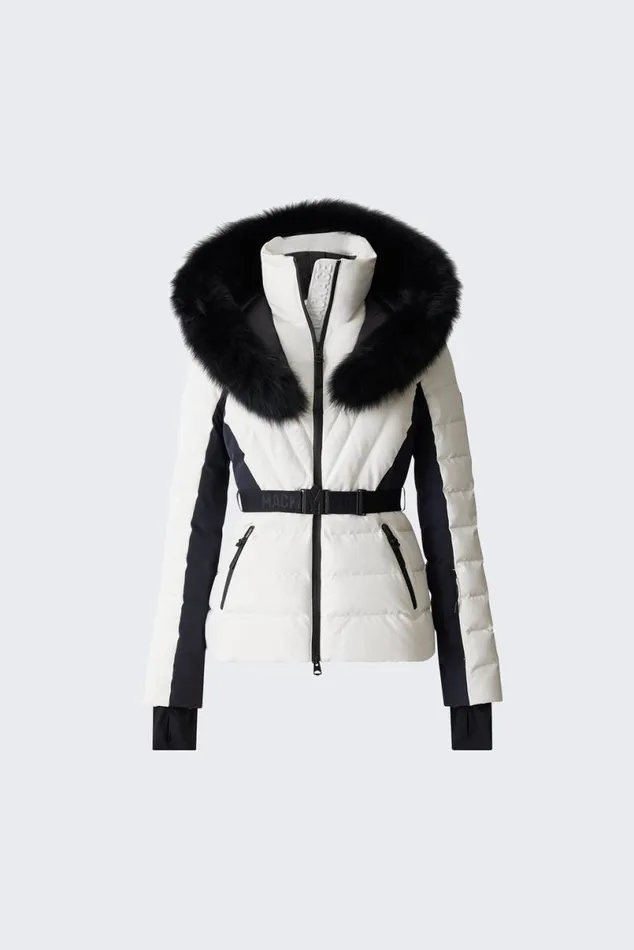 Downs and Jackets Women Mackage ELITA Down Ski Jacket With Removable Blue Fox Fur Trim Milkshake Downs and Jackets Women Mackage ELITA Down Ski Jacket With Removable Blue Fox Fur Trim Milkshake