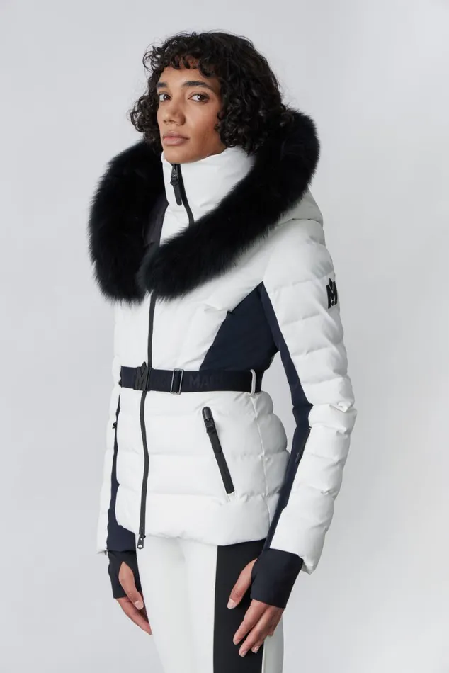Downs and Jackets Women Mackage ELITA Down Ski Jacket With Removable Blue Fox Fur Trim Milkshake Downs and Jackets Women Mackage ELITA Down Ski Jacket With Removable Blue Fox Fur Trim Milkshake