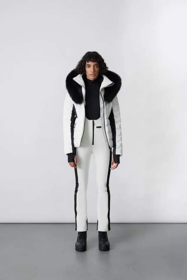 Downs and Jackets Women Mackage ELITA Down Ski Jacket With Removable Blue Fox Fur Trim Milkshake Downs and Jackets Women Mackage ELITA Down Ski Jacket With Removable Blue Fox Fur Trim Milkshake