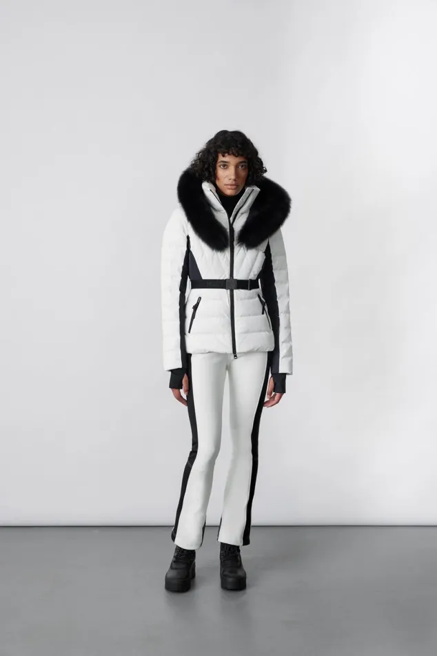 Downs and Jackets Women Mackage ELITA Down Ski Jacket With Removable Blue Fox Fur Trim Milkshake Downs and Jackets Women Mackage ELITA Down Ski Jacket With Removable Blue Fox Fur Trim Milkshake