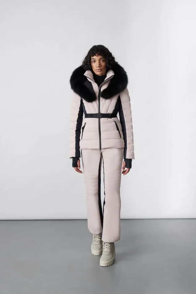 Downs and Jackets Women Mackage ELITA Down Ski Jacket With Removable Blue Fox Fur Trim Milkshake Downs and Jackets Women Mackage ELITA Down Ski Jacket With Removable Blue Fox Fur Trim Milkshake