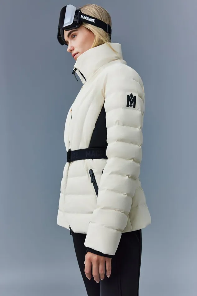 Downs and Jackets Women Mackage ELITA Down Ski Jacket With Removable Blue Fox Fur Trim Milkshake Downs and Jackets Women Mackage ELITA Down Ski Jacket With Removable Blue Fox Fur Trim Milkshake