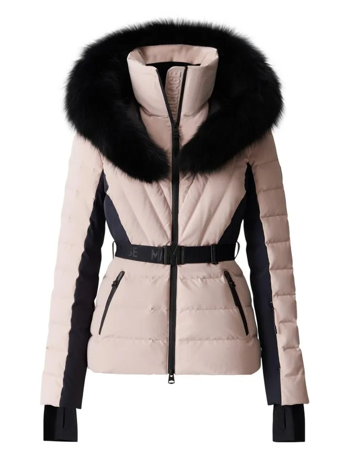 Downs and Jackets Women Mackage ELITA Down Ski Jacket With Removable Blue Fox Fur Trim Milkshake Downs and Jackets Women Mackage ELITA Down Ski Jacket With Removable Blue Fox Fur Trim Milkshake