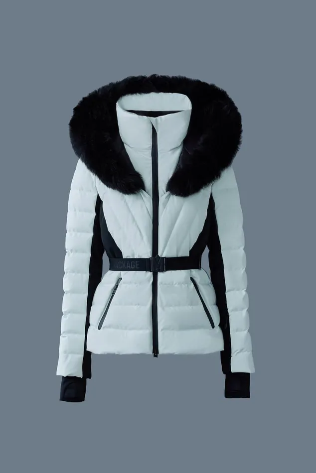 Downs and Jackets Women Mackage ELITA Down Ski Jacket With Removable Blue Fox Fur Trim Milkshake Downs and Jackets Women Mackage ELITA Down Ski Jacket With Removable Blue Fox Fur Trim Milkshake