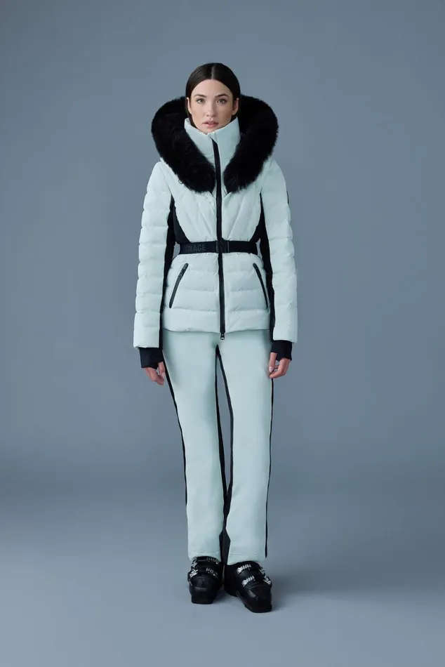 Downs and Jackets Women Mackage ELITA Down Ski Jacket With Removable Blue Fox Fur Trim Milkshake Downs and Jackets Women Mackage ELITA Down Ski Jacket With Removable Blue Fox Fur Trim Milkshake